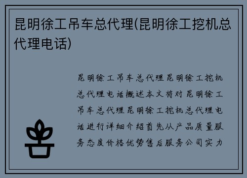 昆明徐工吊车总代理(昆明徐工挖机总代理电话)